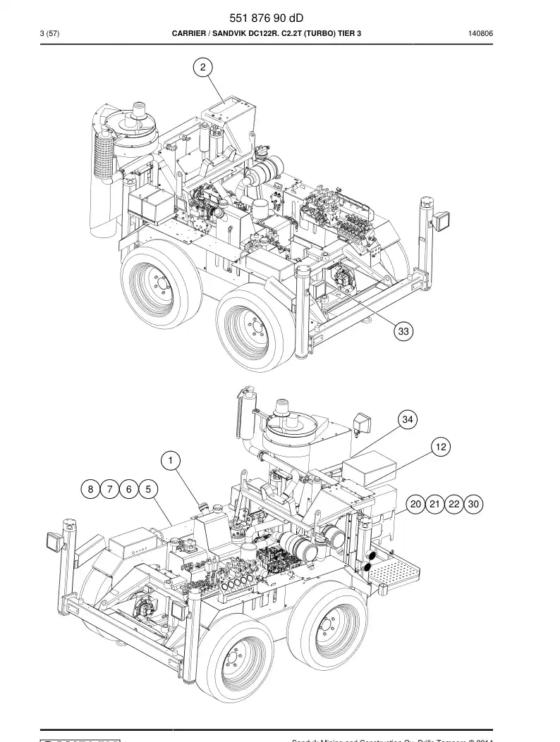 55187690d 551 876 90d Carrier - Sandvik Technical Drawing