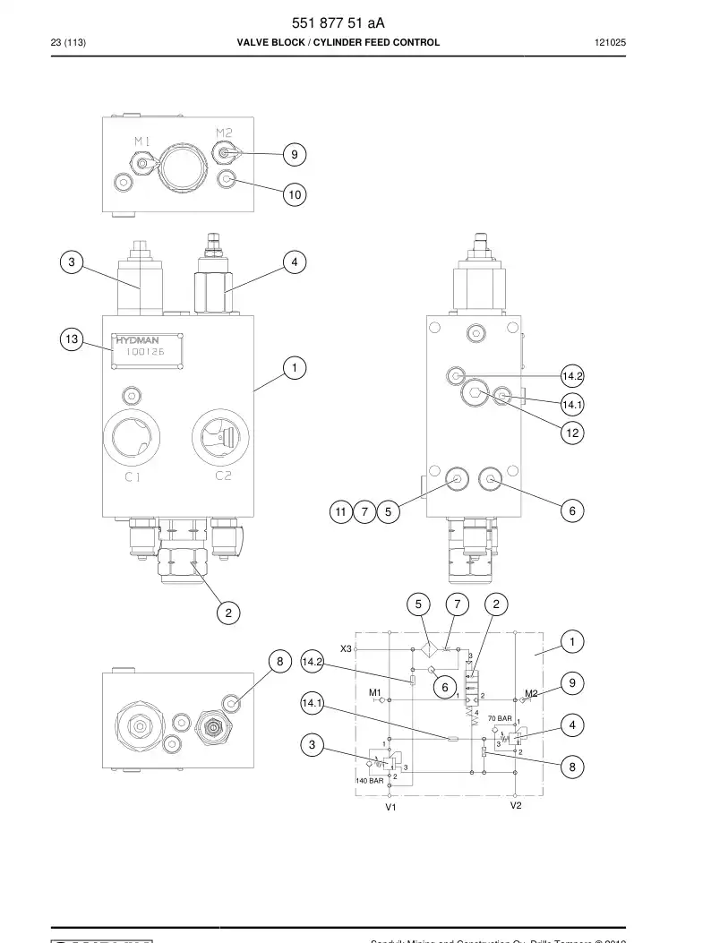 55187755 551 877 55 Overcenter valve - Sandvik Technical Drawing