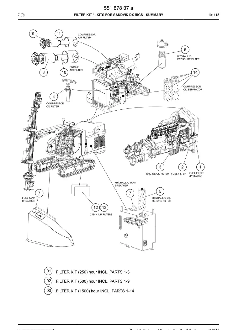 55187837a 551 878 37a Filter kit - Sandvik Technical Drawing