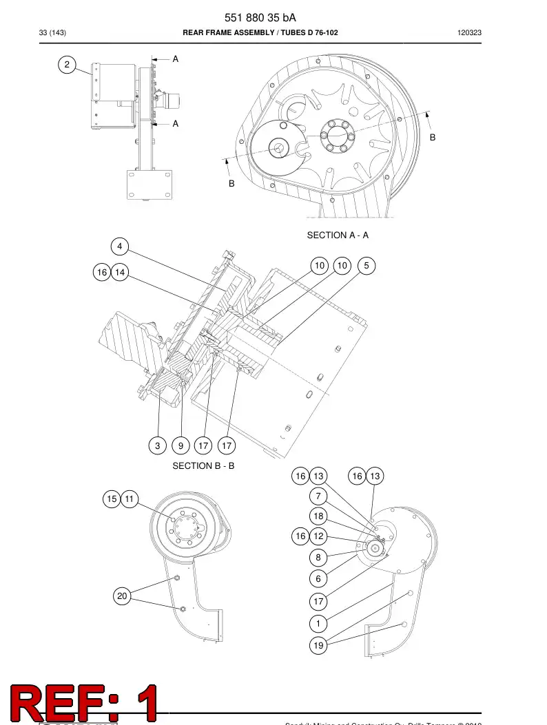 55187839a 551 878 39a Frame, Rear, Machining - Sandvik Technical Drawing