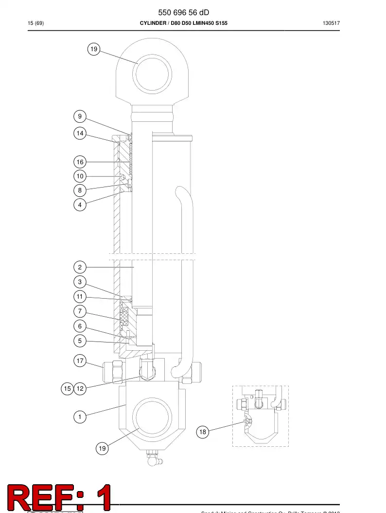 55187847 551 878 47 Tube, Cylinder - Sandvik Technical Drawing