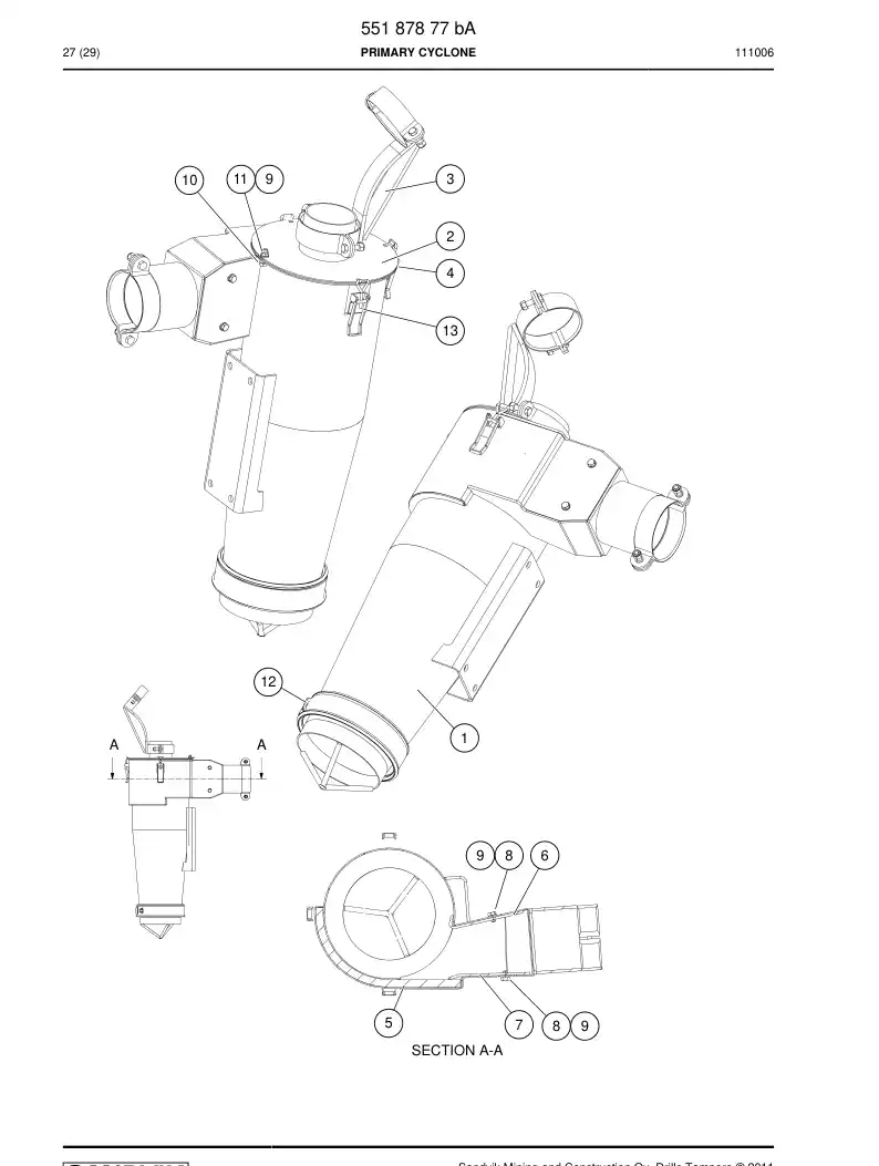 55187877e 551 878 77e Cyclone, Primary - Sandvik Technical Drawing