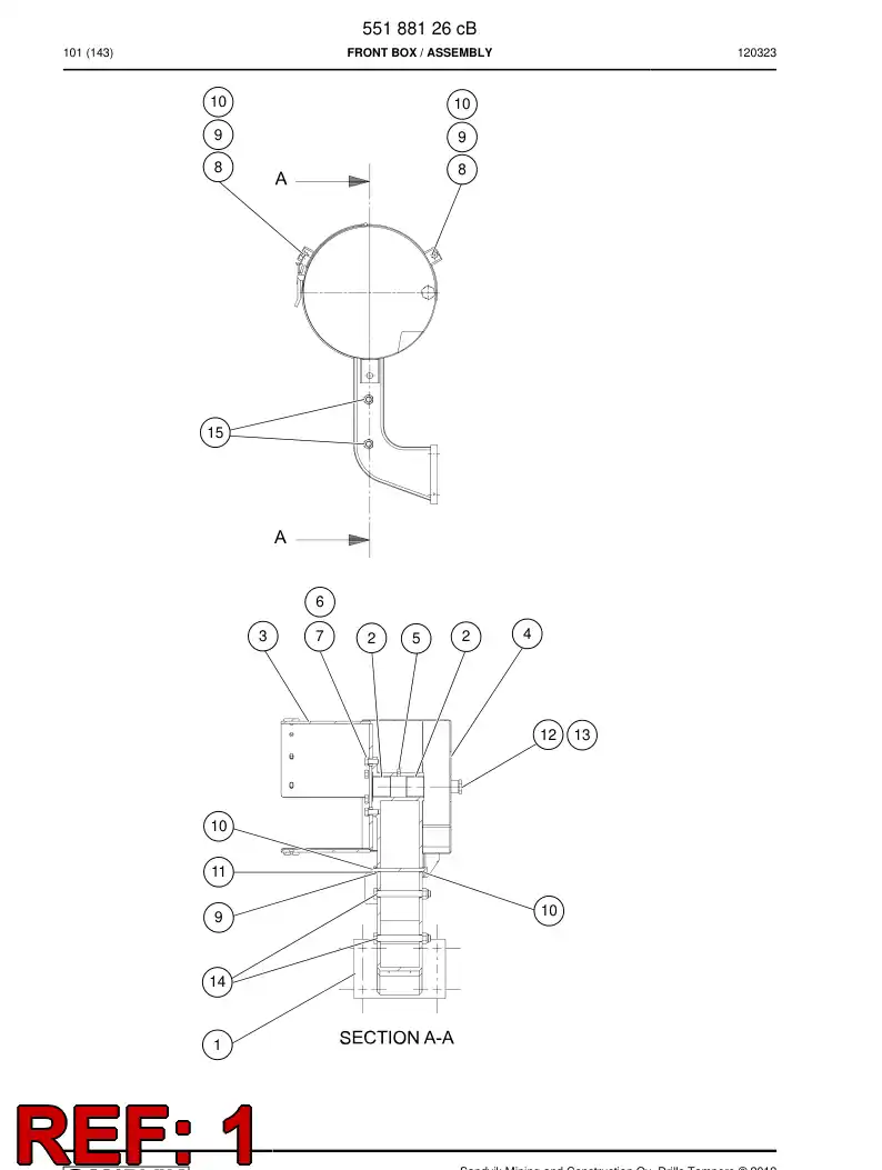 55187933 551 879 33 Front box - Sandvik Technical Drawing