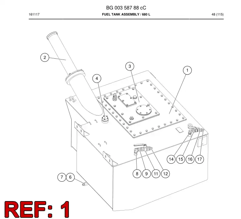 55187949b 551 879 49b Fuel Tank Assembly - Sandvik Technical Drawing