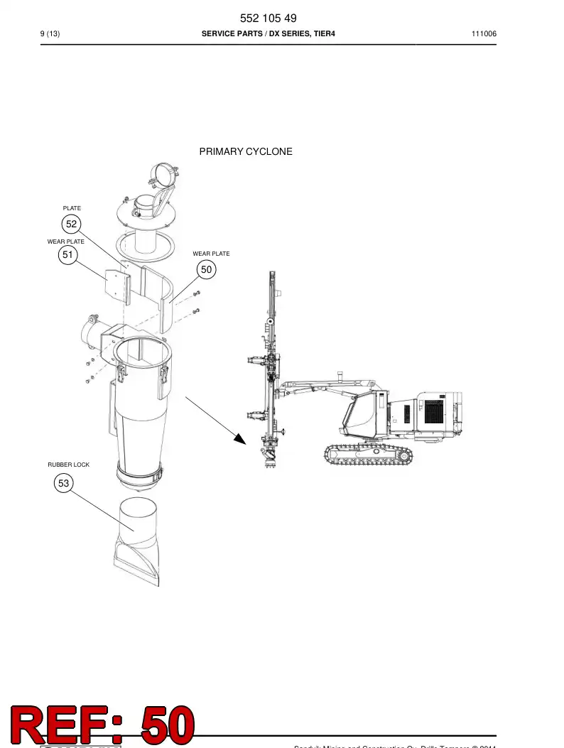 55187964a 551 879 64a Wear plate - Sandvik Technical Drawing