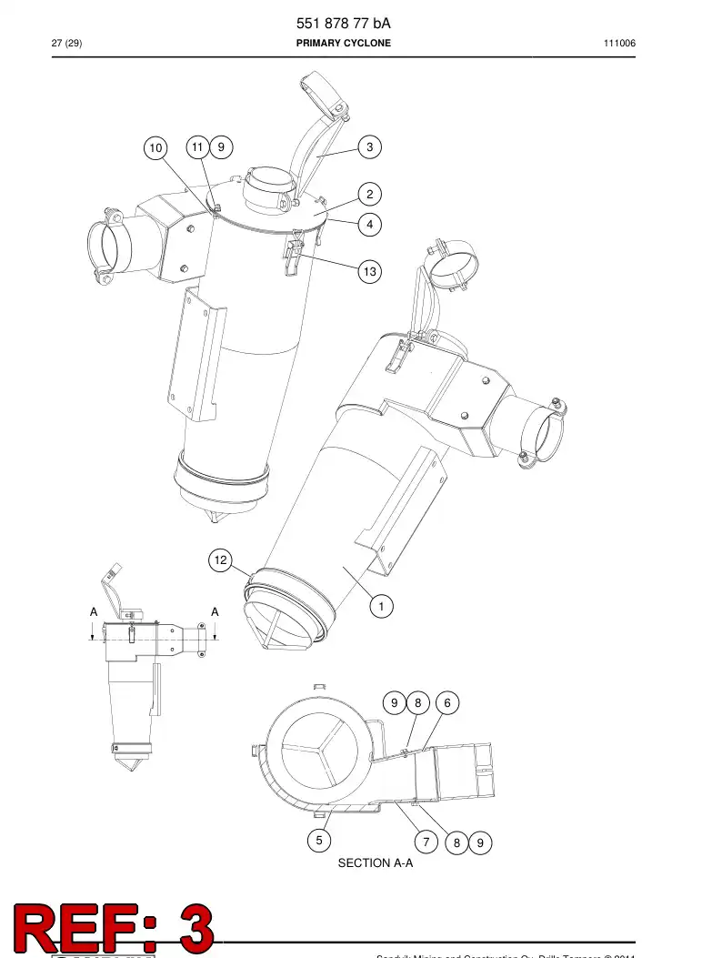 55187974 551 879 74 Clamp, Hose - Sandvik Technical Drawing