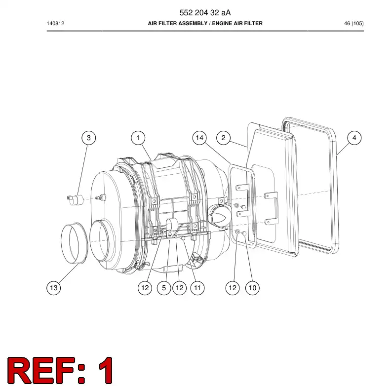 55188054c 551 880 54c Filter Element, Air - Sandvik Technical Drawing
