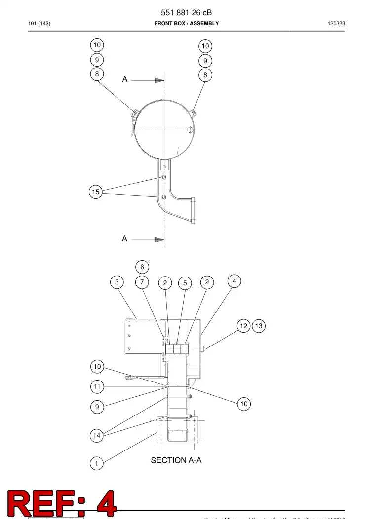 55188130b 551 881 30b Sump, Oil - Sandvik Technical Drawing
