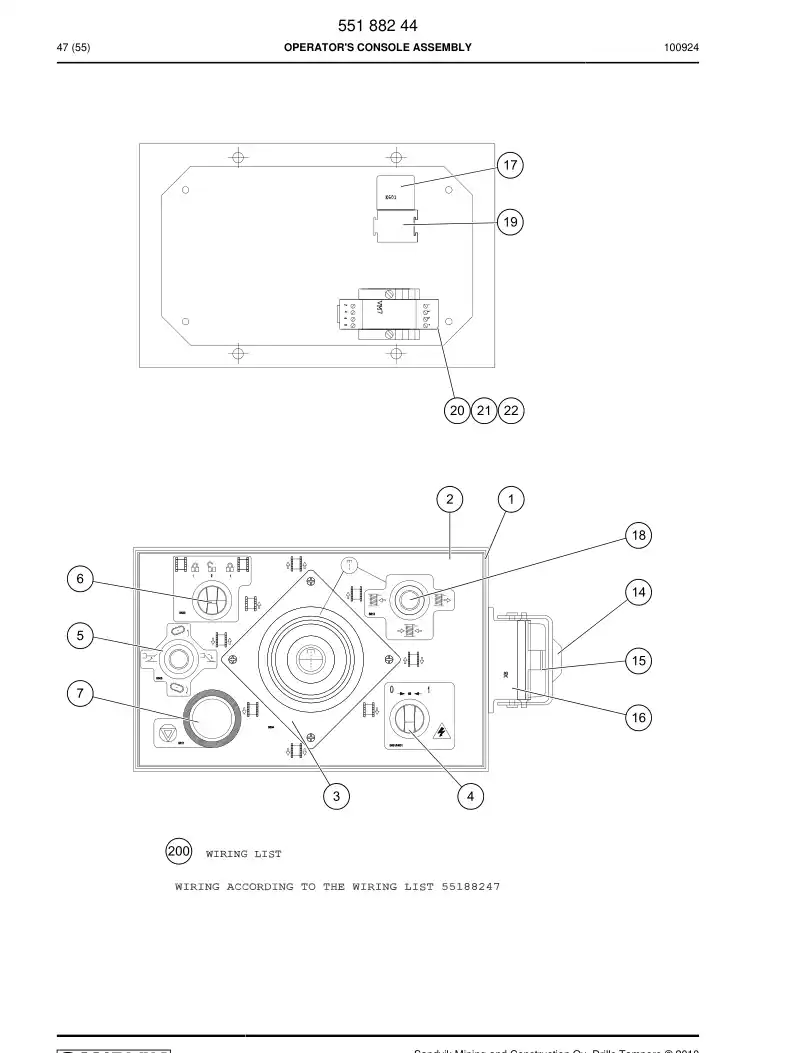 55188244 551 882 44 OPERATOR'S CONSOLE ASSEMBLY - Sandvik Technical Drawing