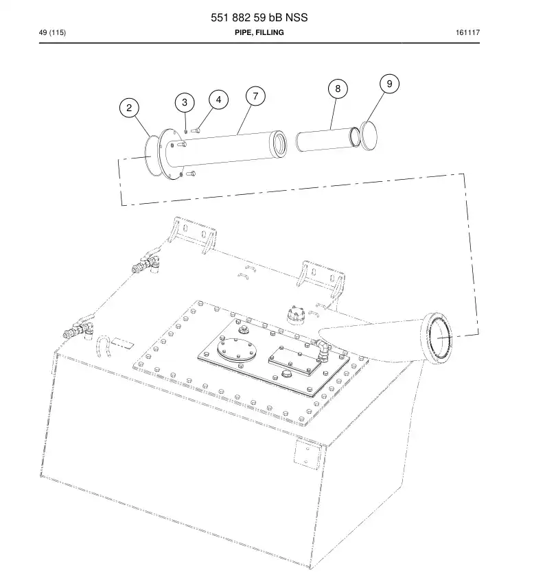 55188259b 551 882 59b Pipe, Filling - Sandvik Technical Drawing