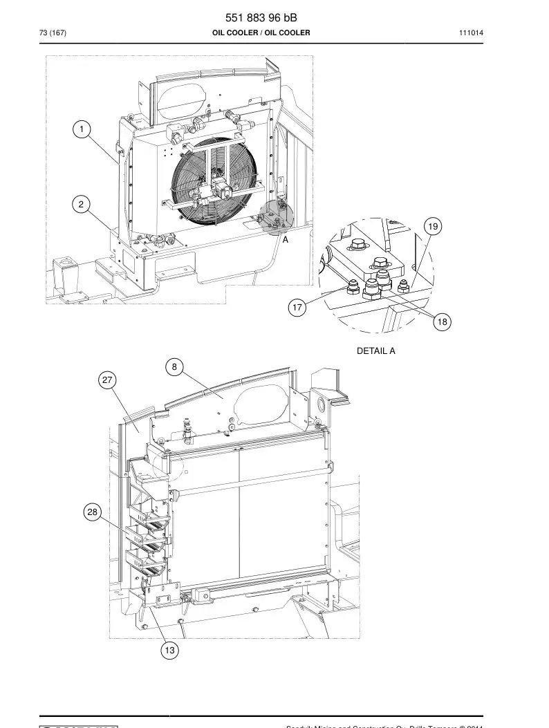 55188396b 551 883 96b OIL COOLER - Sandvik Technical Drawing