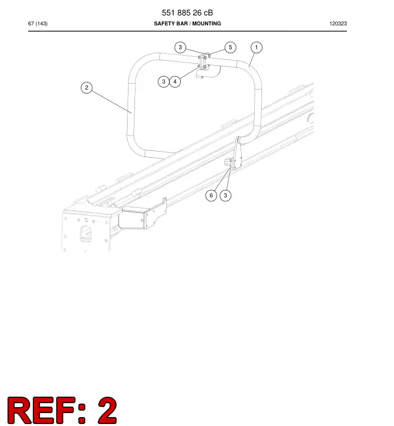 55188523 551 885 23 Safety bar - Sandvik Technical Drawing