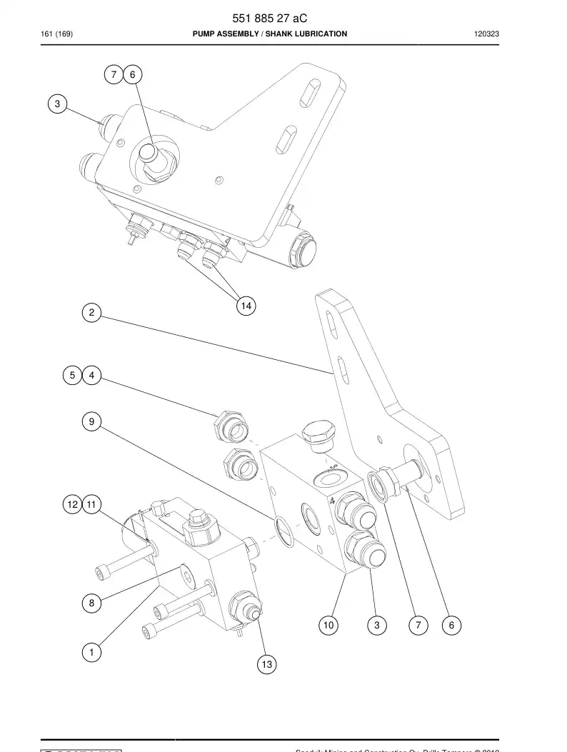 55188527d 551 885 27d Pump Assembly - Sandvik Technical Drawing