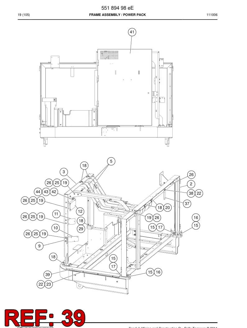 55188609 551 886 09 Cover plate - Sandvik Technical Drawing