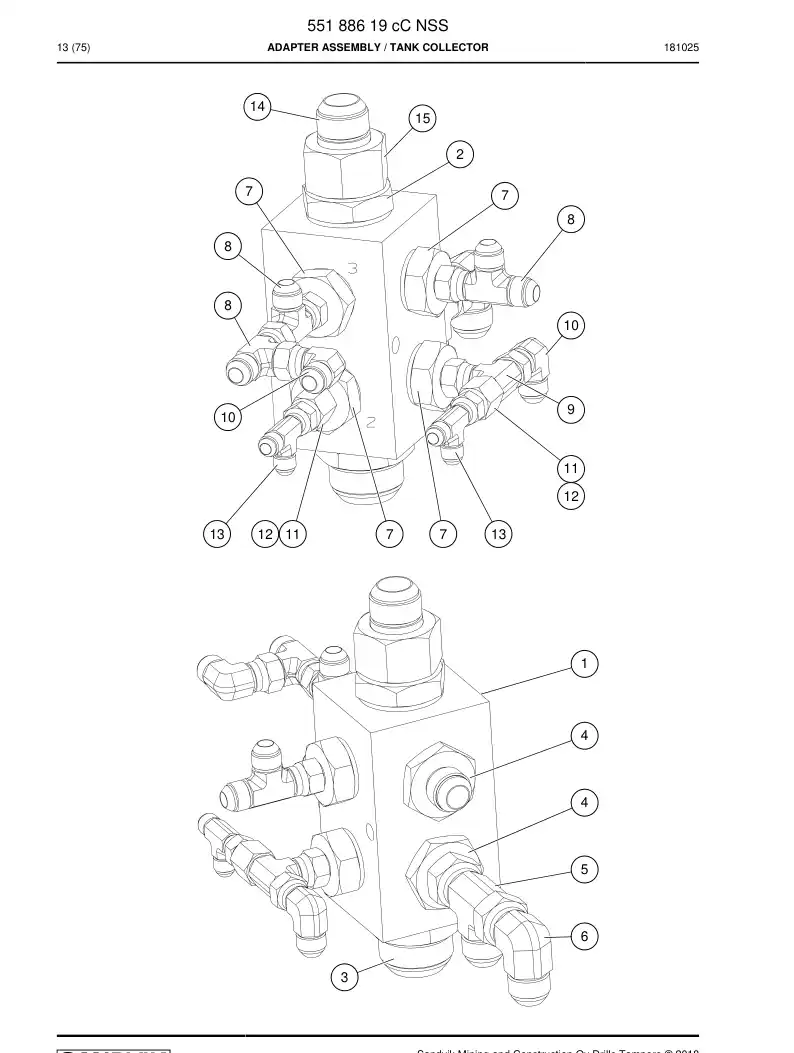 55188619c 551 886 19c Adapter Assembly - Sandvik Technical Drawing