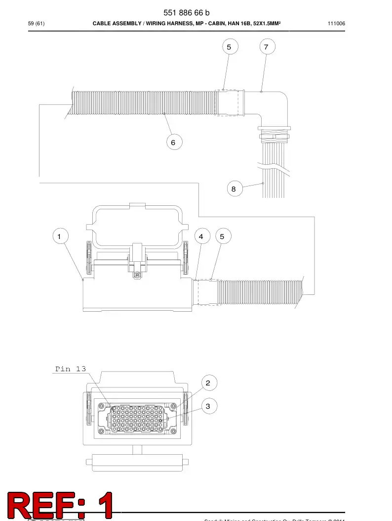 55188690 551 886 90 Case, Multipolar Connector - Sandvik Technical Drawing