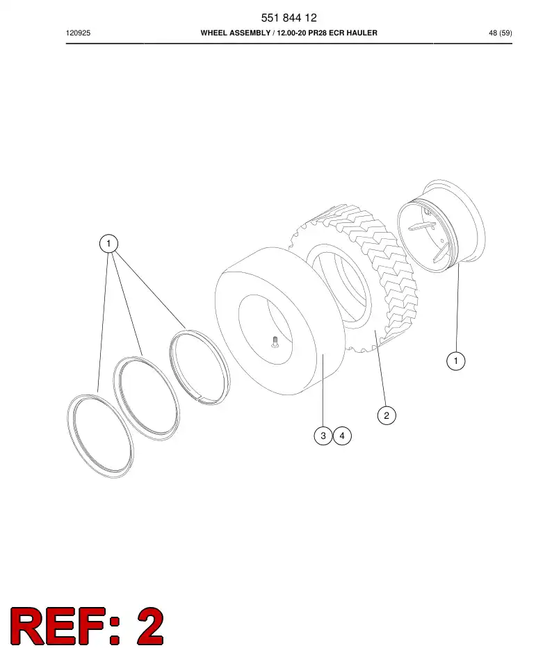 55188762 551 887 62 Tire - Sandvik Technical Drawing