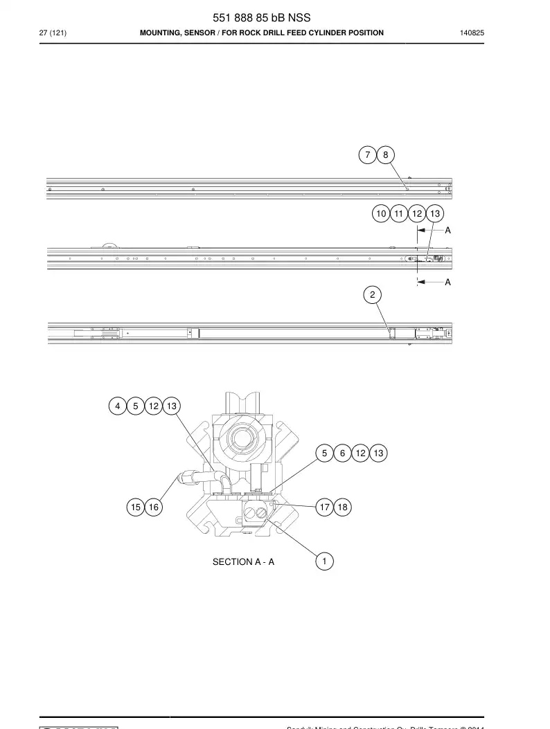 55188885b 551 888 85b Mounting, Sensor - Sandvik Technical Drawing