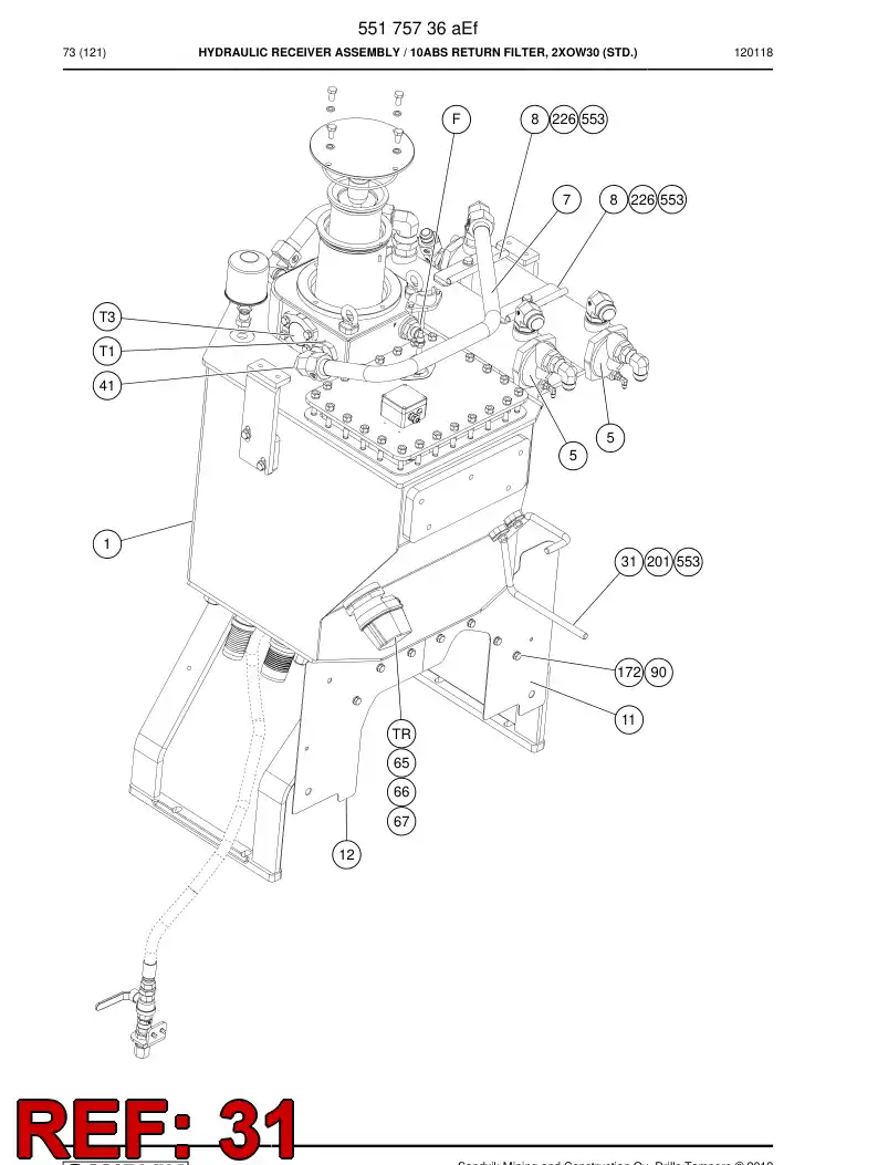 55188888 551 888 88 Support, Hose - Sandvik Technical Drawing