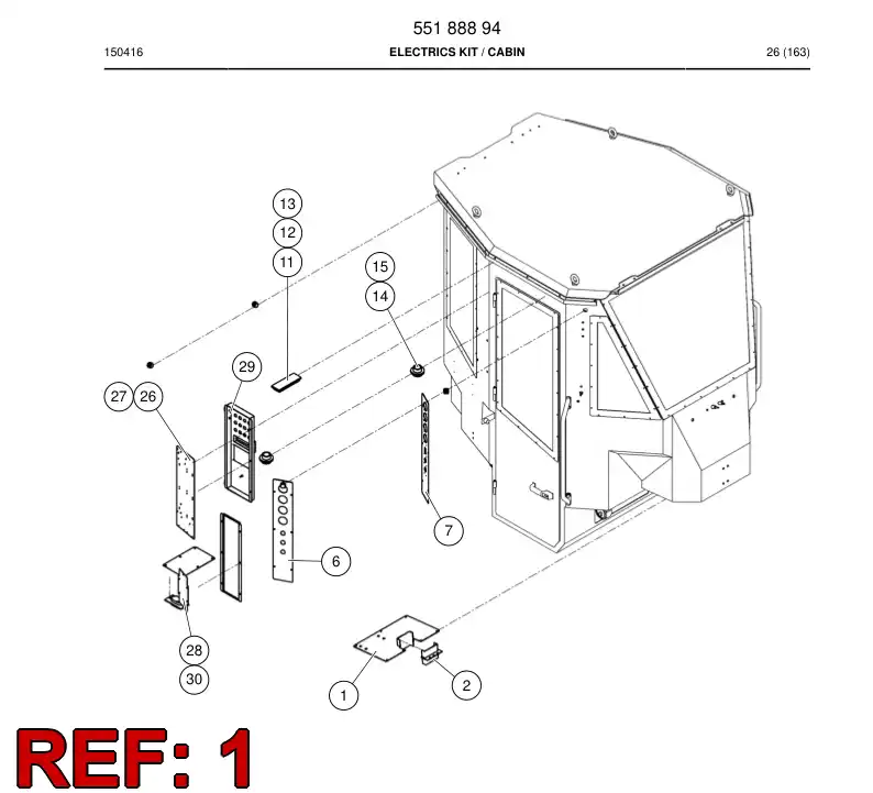55188895 551 888 95 Cable entry plate - Sandvik Technical Drawing