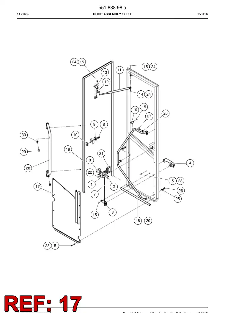 55188902 551 889 02 Plate, Cover - Sandvik Technical Drawing