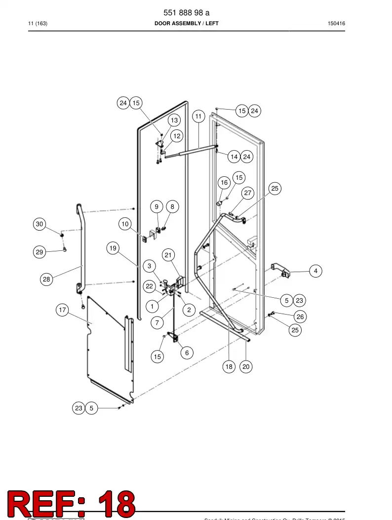 55188903 551 889 03 Handle - Sandvik Technical Drawing
