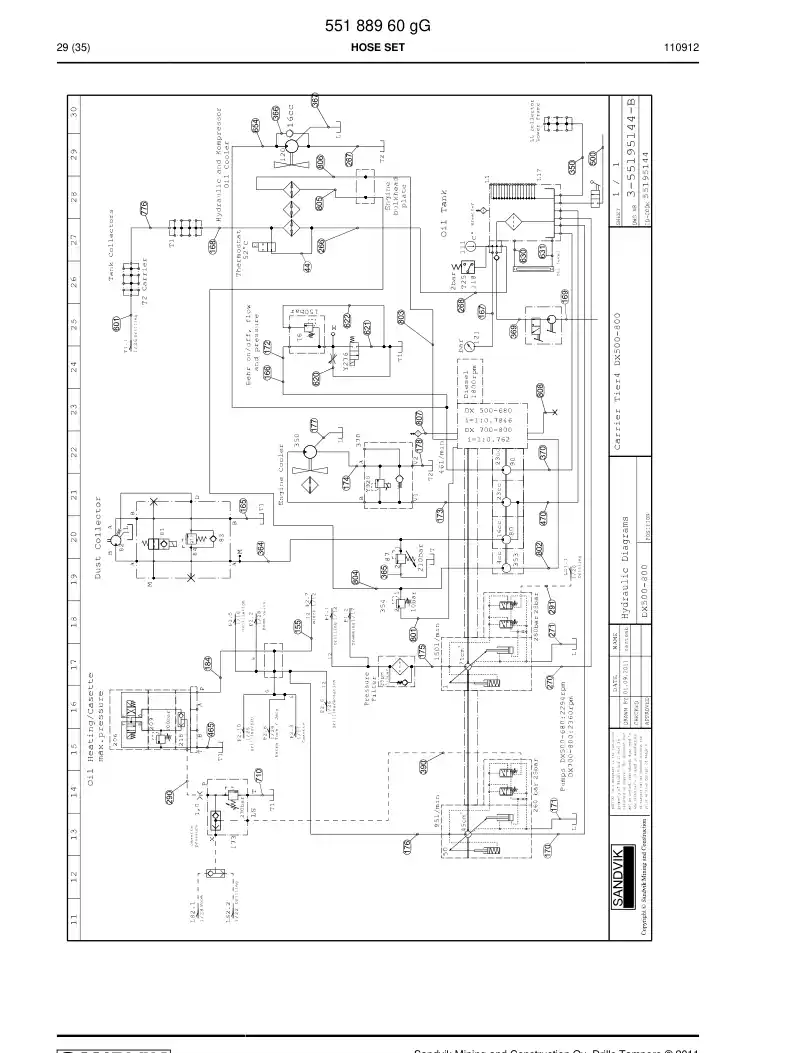 55188960g 551 889 60g HOSE SET - Sandvik Technical Drawing
