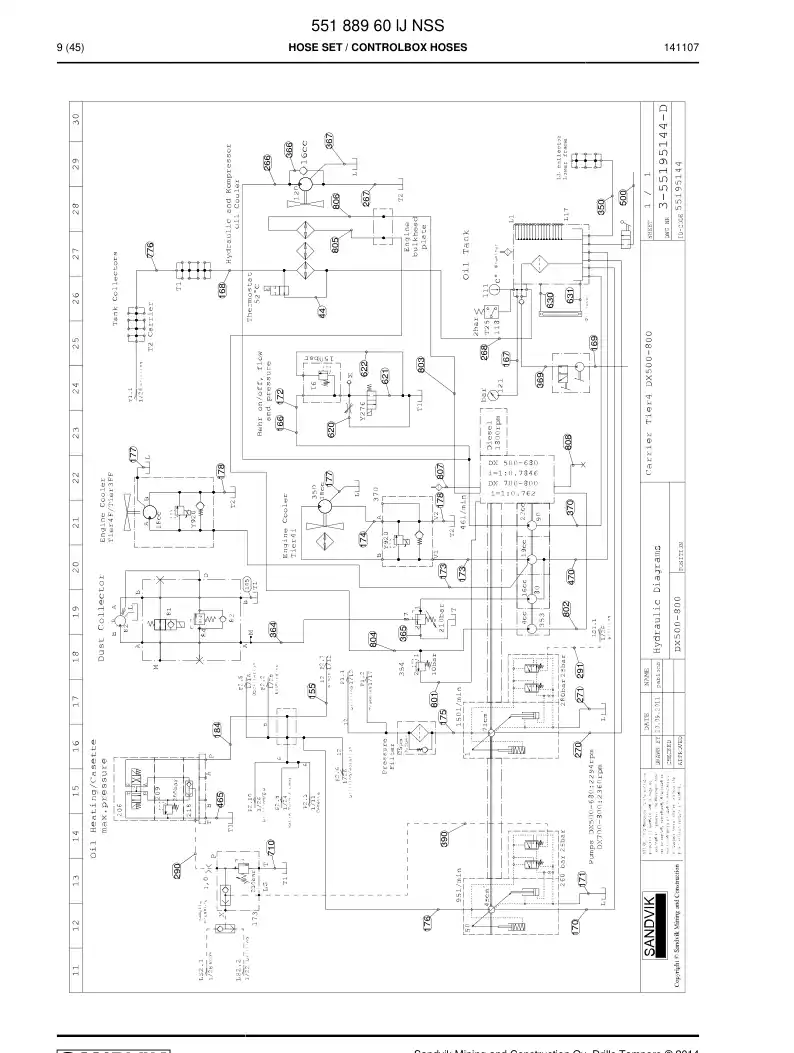 55188960l 551 889 60l Hose Set - Sandvik Technical Drawing
