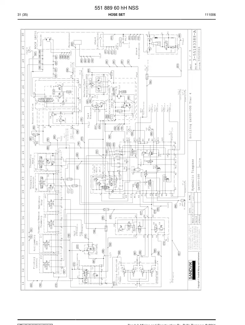 55188960m 551 889 60m Hose Set - Sandvik Technical Drawing