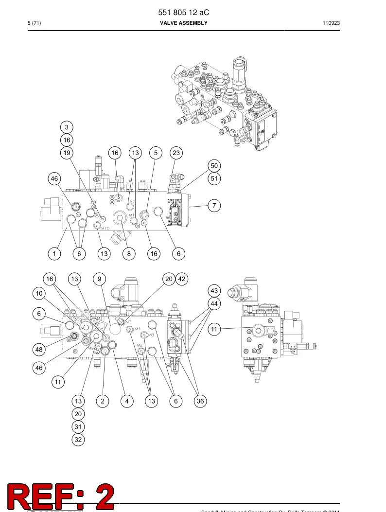 55189093 551 890 93 Valve, Pressure Relief - Sandvik Technical Drawing