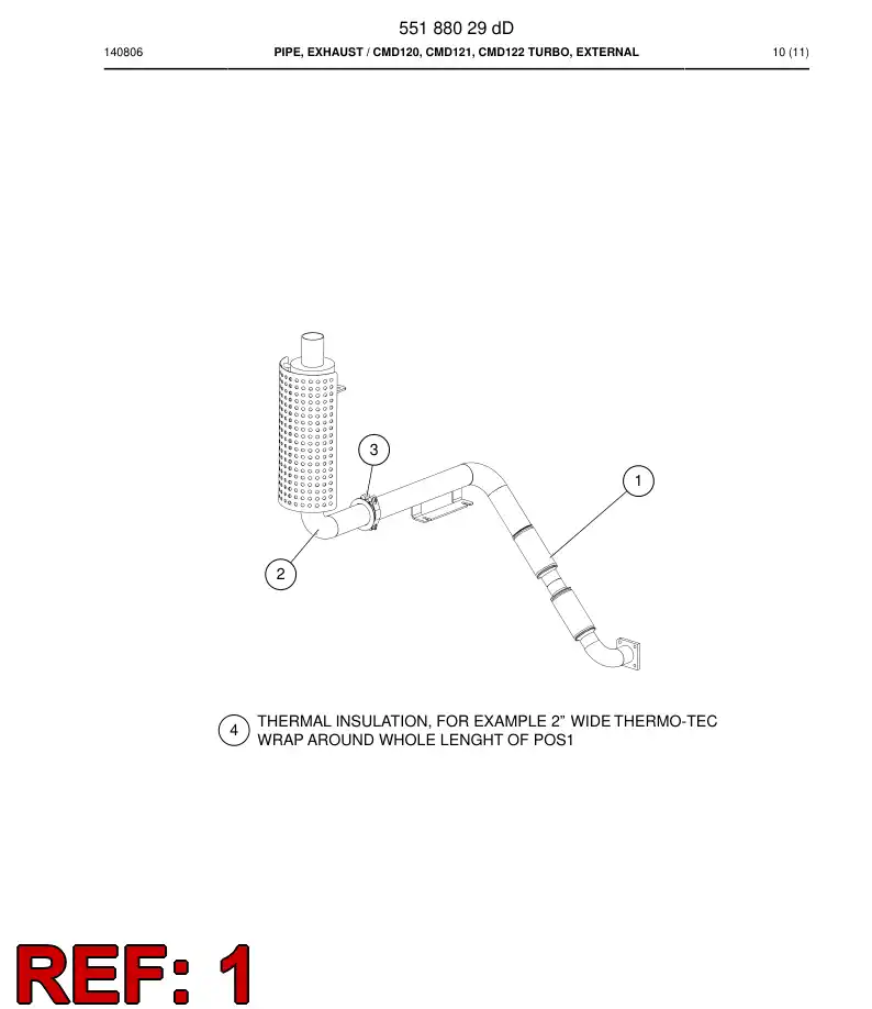 55189221a 551 892 21a Pipe, Exhaust - Sandvik Technical Drawing
