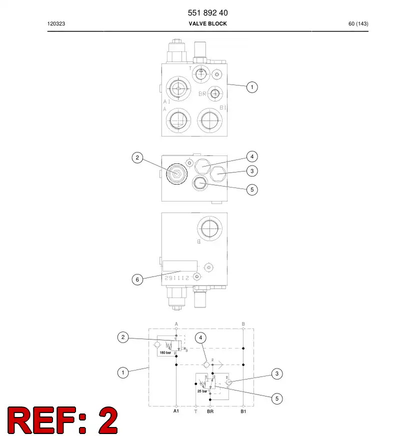 55189264 551 892 64 Valve, Counterbalance - Sandvik Technical Drawing