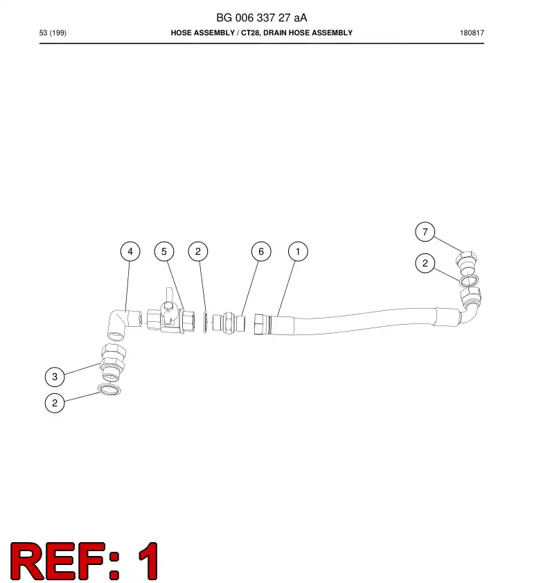 55189274 551 892 74 Hose Assembly, Hydraulic - Sandvik Technical Drawing