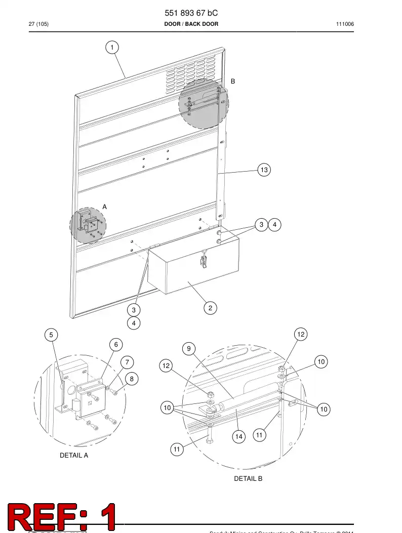55189368 551 893 68 Door - Sandvik Technical Drawing