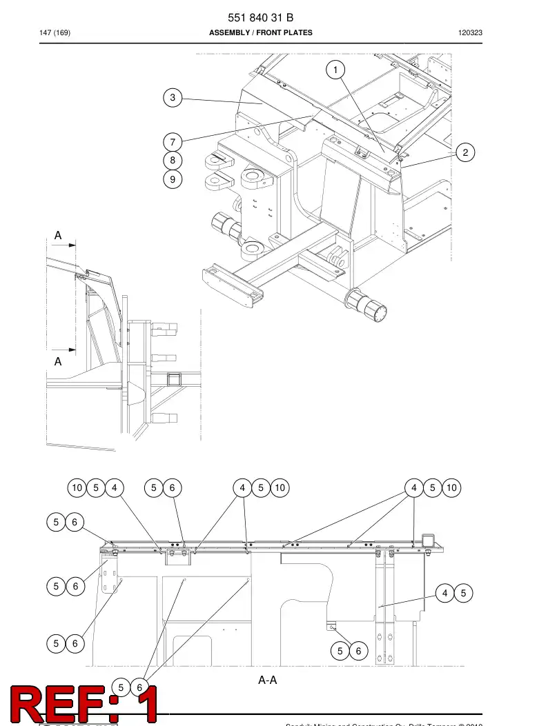 55189397 551 893 97 Plate, Front - Sandvik Technical Drawing