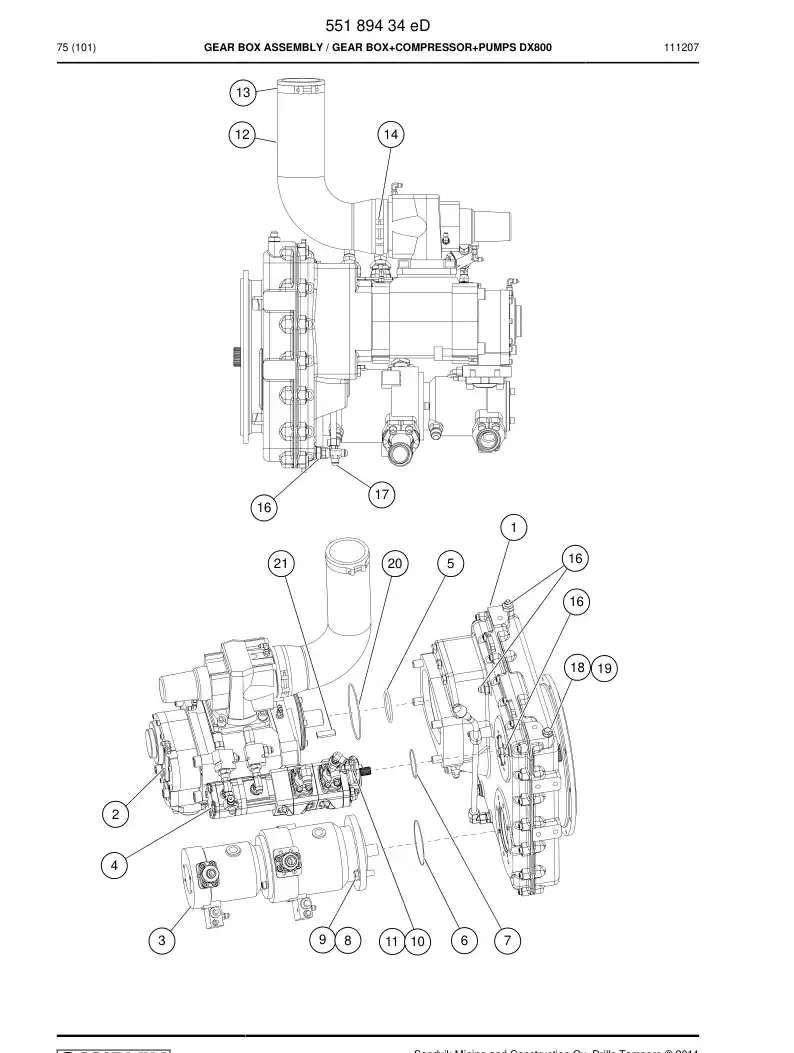 55189434e 551 894 34e GEAR BOX ASSEMBLY - Sandvik Technical Drawing
