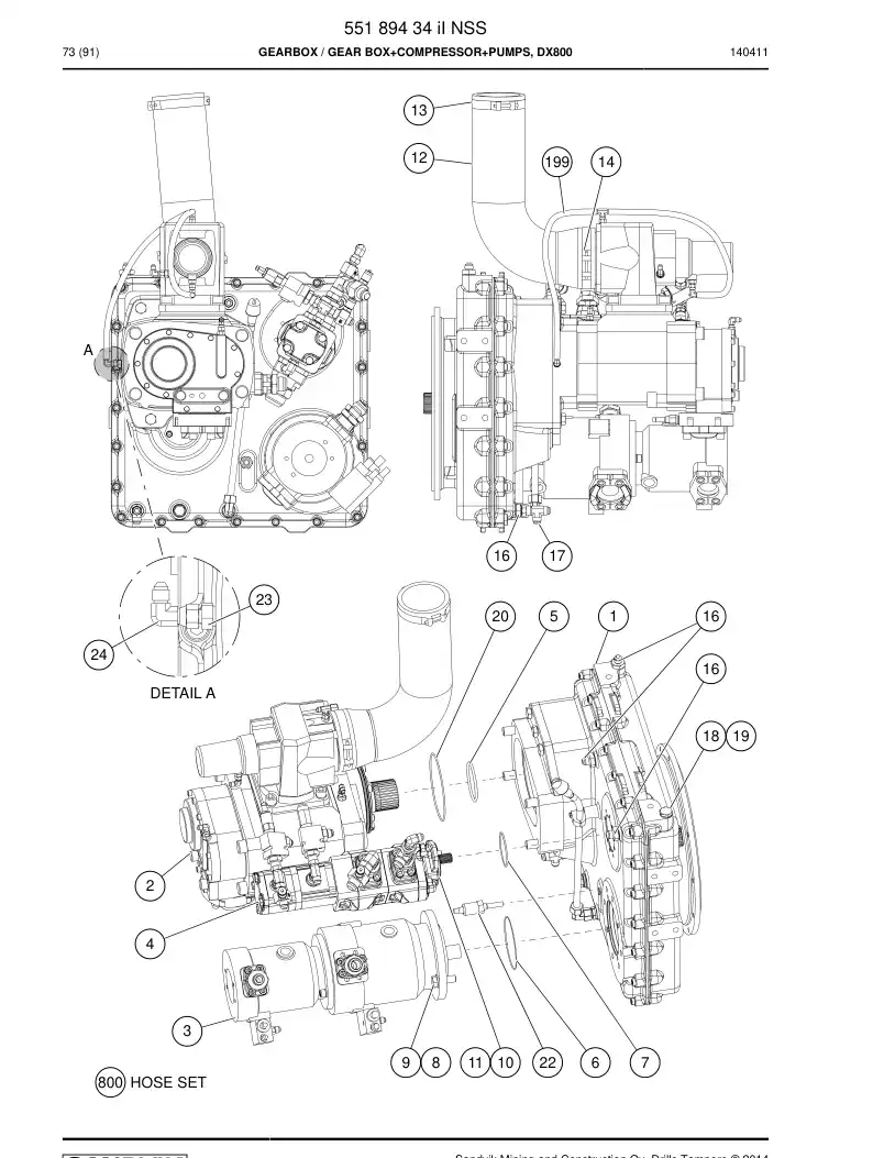 55189434i 551 894 34i Gearbox - Sandvik Technical Drawing