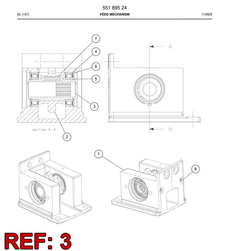 55189530 551 895 30 Drive axle - Sandvik Technical Drawing