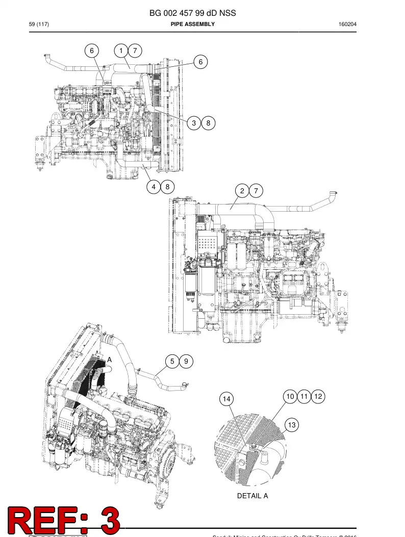 55189535 551 895 35 Hose, Water - Sandvik Technical Drawing