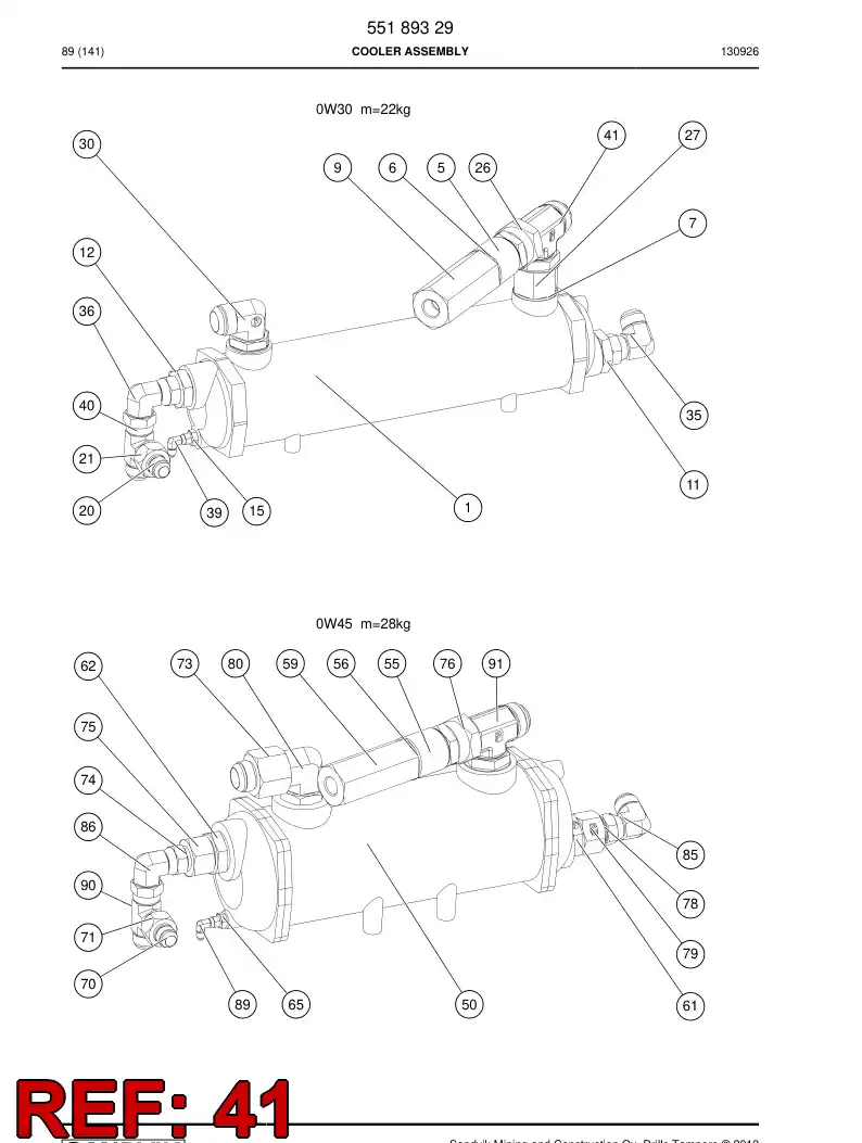 55189543 551 895 43 Adapter, Tee - Sandvik Technical Drawing