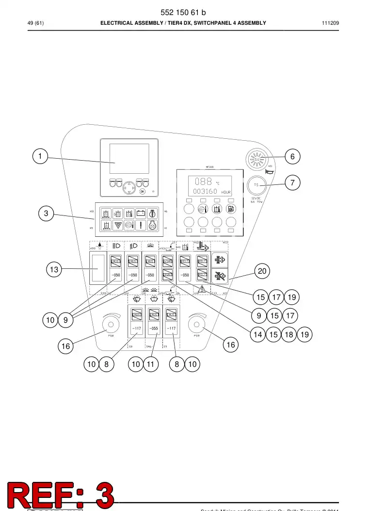 55189588 551 895 88 CONTROL (WARNING) LIGHT PRING - Sandvik Technical Drawing