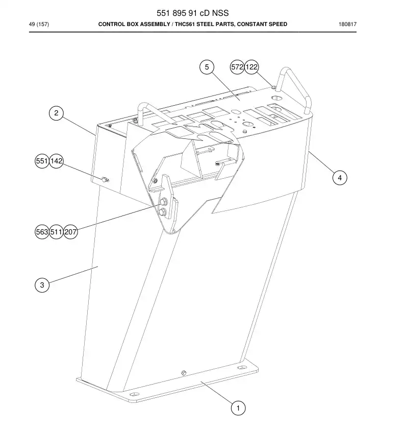 55189591c 551 895 91c Control Box Assembly - Sandvik Technical Drawing