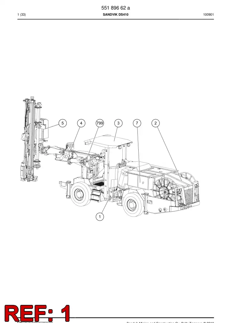 55189636a 551 896 36a CARRIER FRAME PARTS - Sandvik Technical Drawing