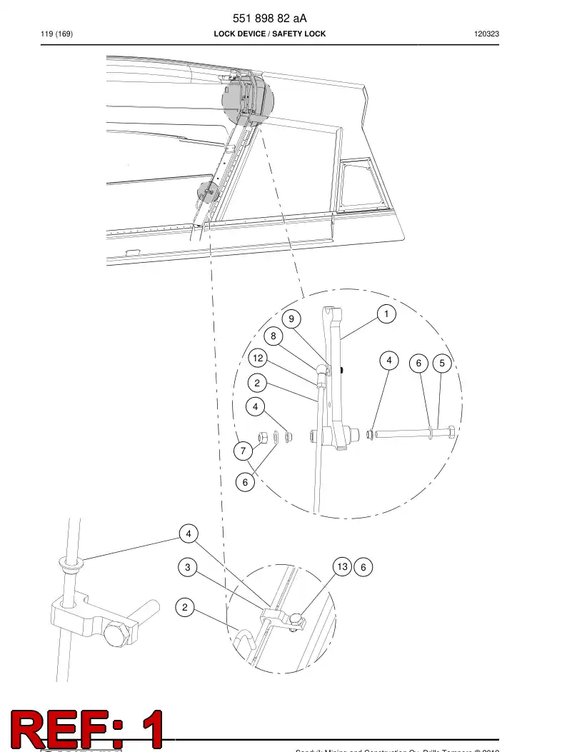 55189688 551 896 88 Lock device latch - Sandvik Technical Drawing