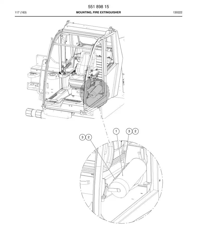 55189815 551 898 15 Mounting, Fire Extinguisher - Sandvik Technical Drawing