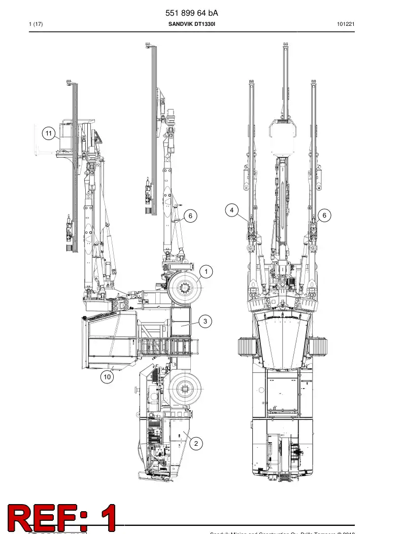 55189948e 551 899 48e Carrier frame parts - Sandvik Technical Drawing