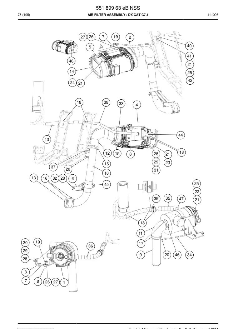 55189963f 551 899 63f Air Filter Assembly - Sandvik Technical Drawing