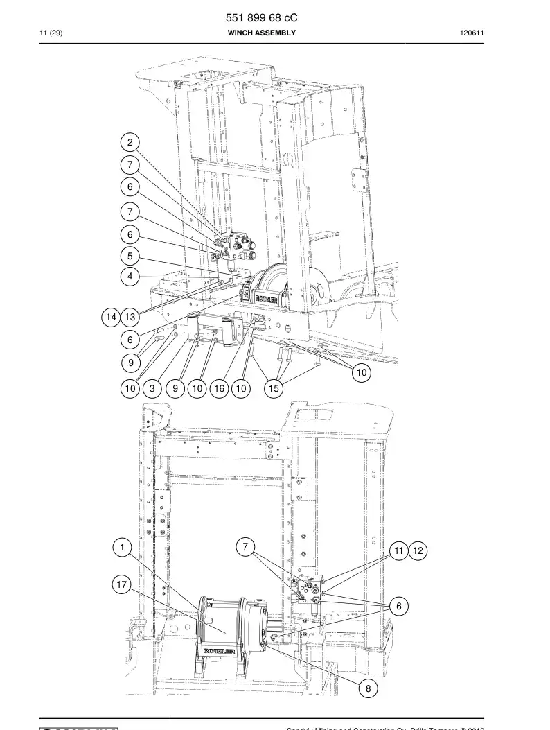 55189968c 551 899 68c Winch Assembly - Sandvik Technical Drawing