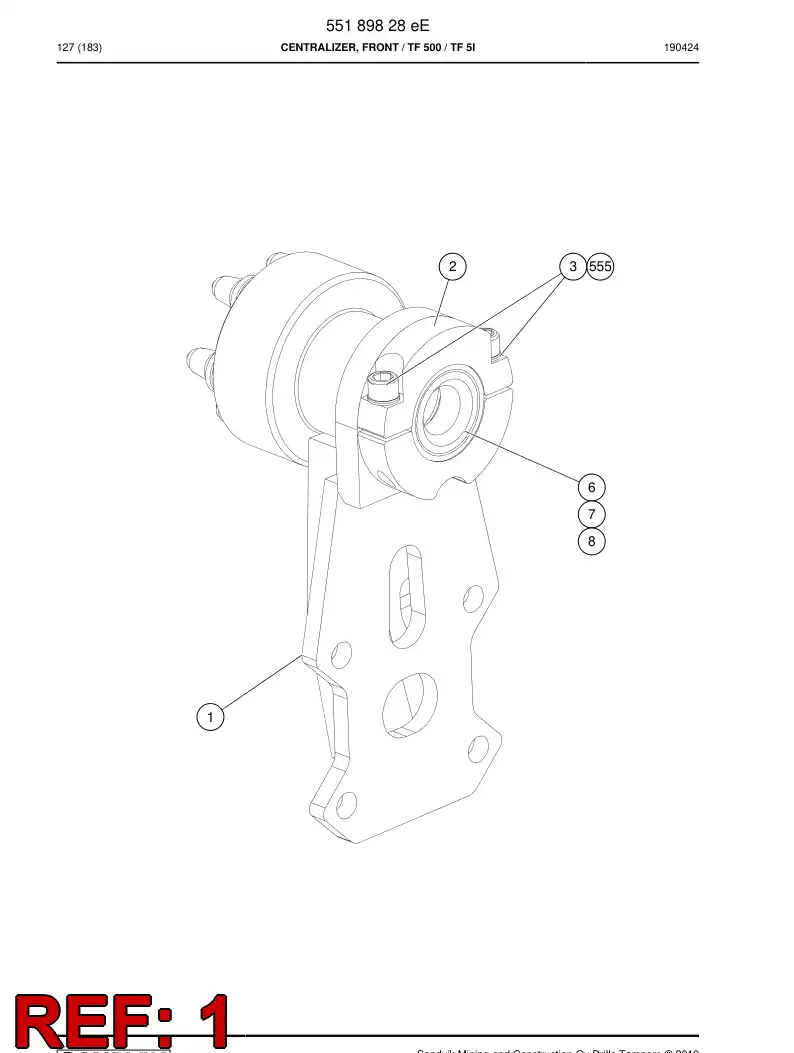 55189973 551 899 73 Centralizer, Front - Sandvik Technical Drawing