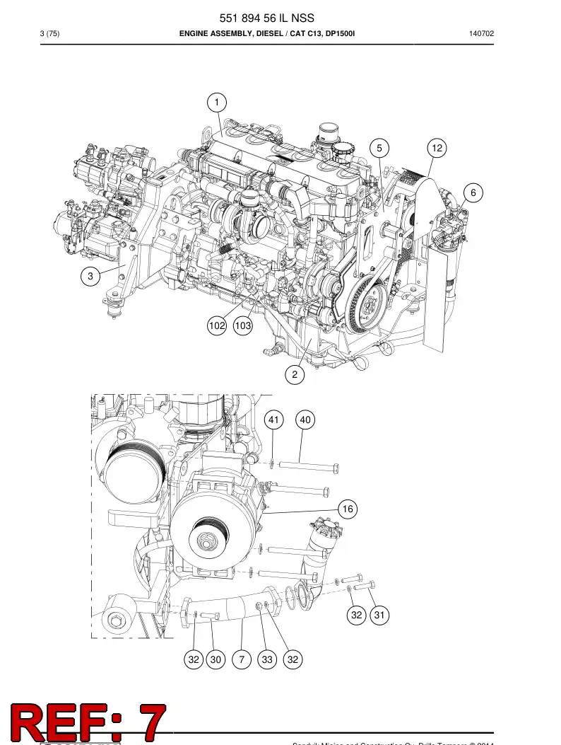 55190014 551 900 14 Adapter - Sandvik Technical Drawing